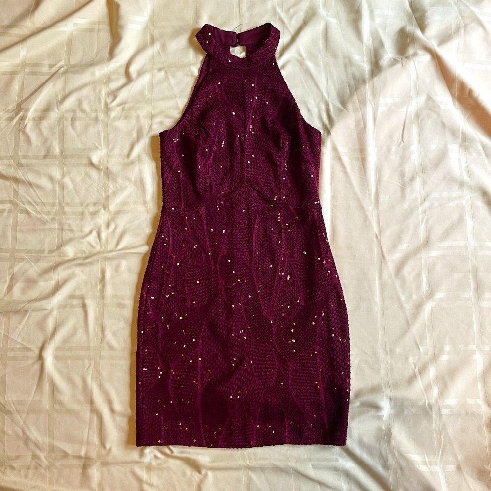 {Charlotte Russe} Maroon Cocktail Dress with Sequin